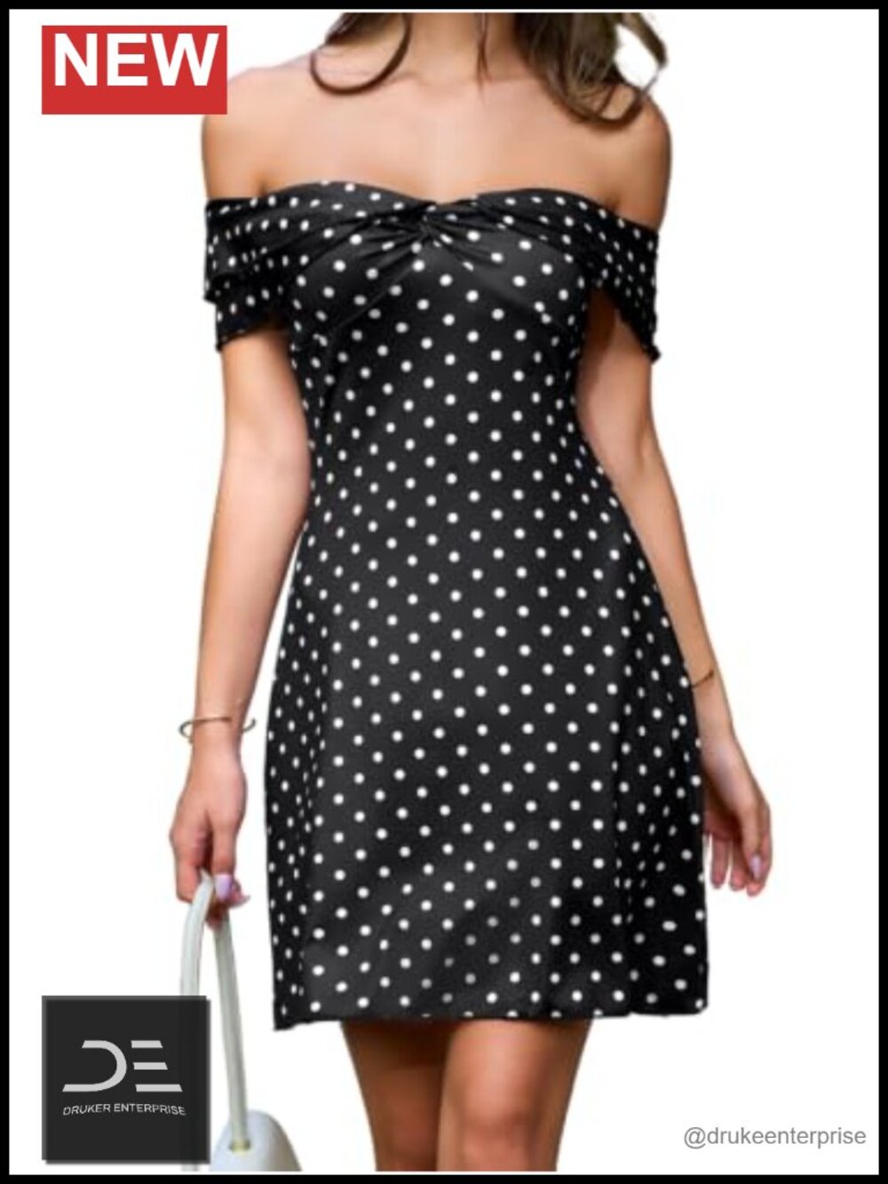 Polka Dot Off Shoulder A-Line Mini Dress